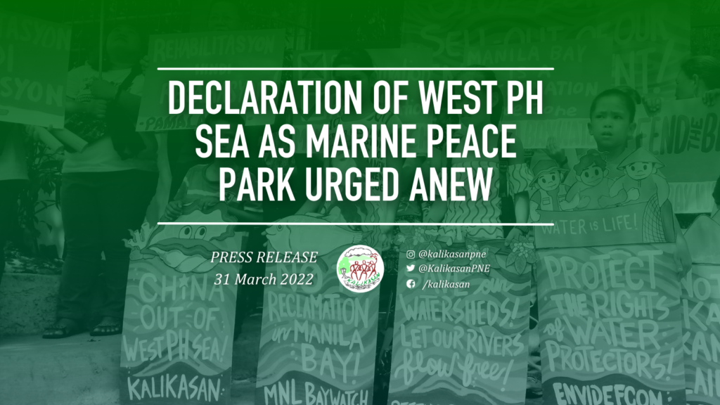 Declaration of West PH Sea as Marine Peace Park Urged Anew
