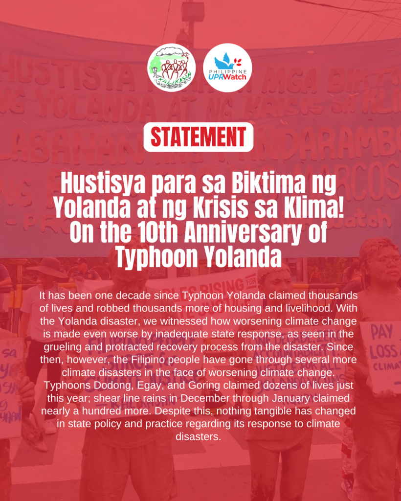 Hustisya para sa Biktima ng Yolanda at ng Krisis sa Klima! On the 10th Anniversary of Typhoon Yolanda