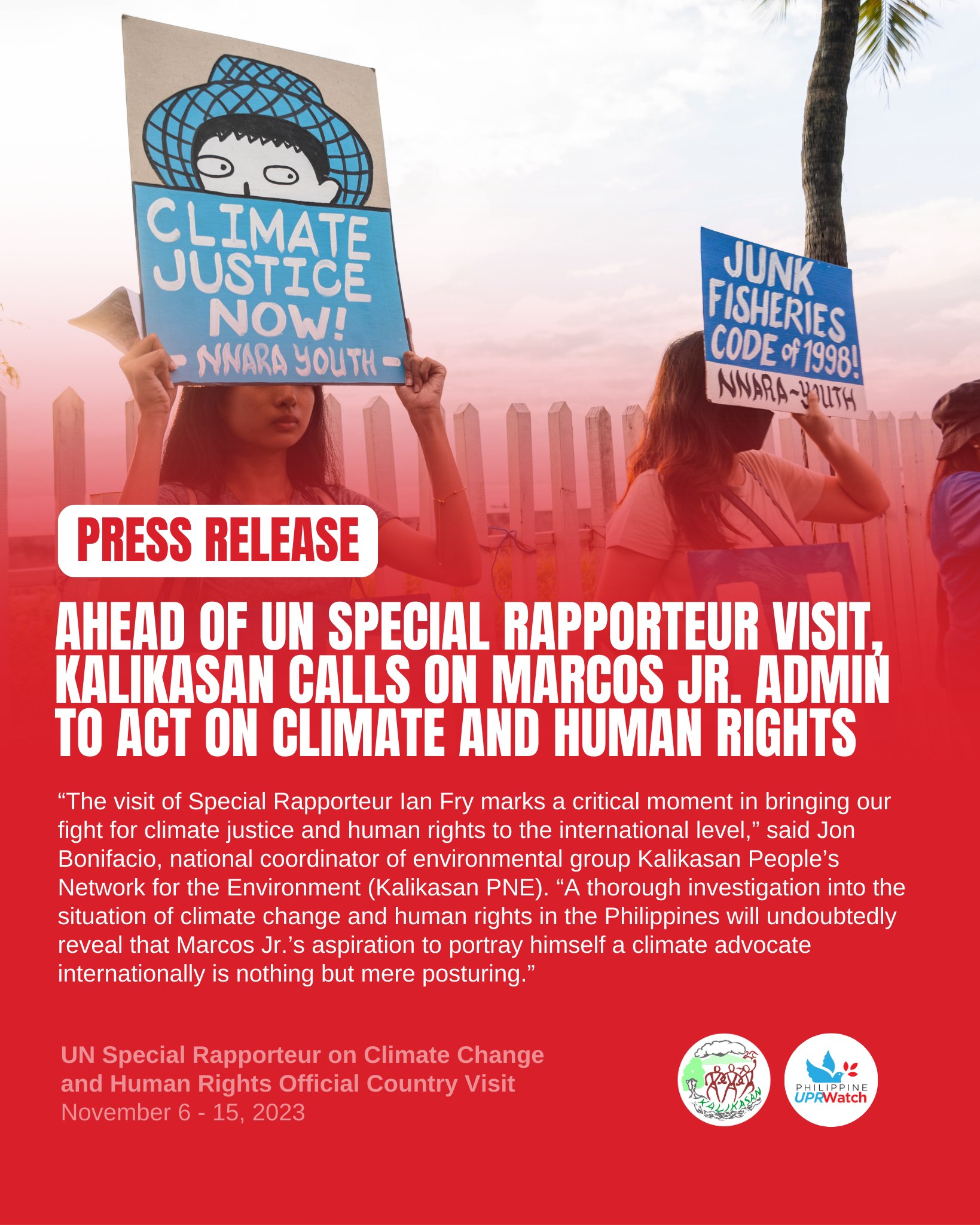 Ahead of UN Special Rapporteur visit, Kalikasan calls on Marcos Jr. admin to act on climate and human rights