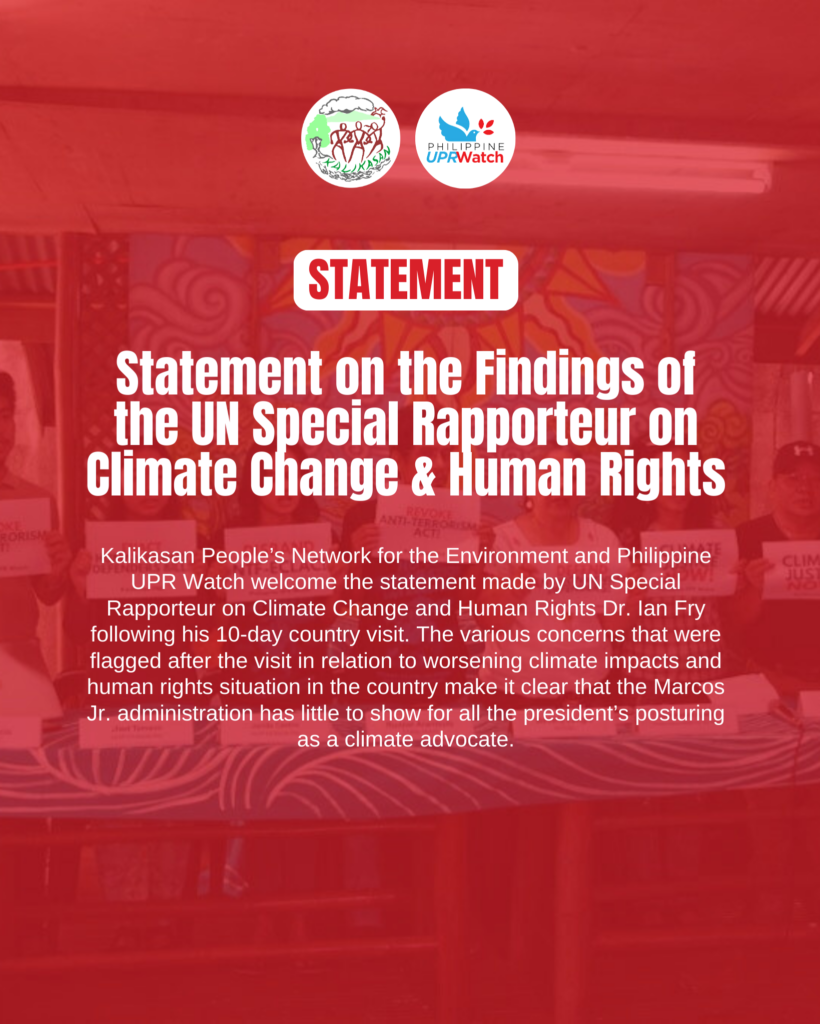 Statement on the Findings of the UN Special Rapporteur on Climate Change & Human Rights