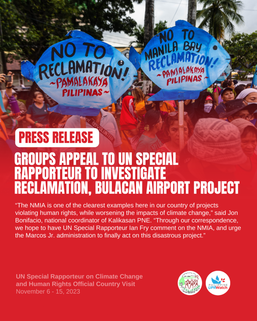 Groups appeal to UN Special Rapporteur to investigate reclamation, Bulacan airport project