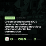 Green group slams DOJ recommendation to charge abducted activists Jhed and Jonila for defamation