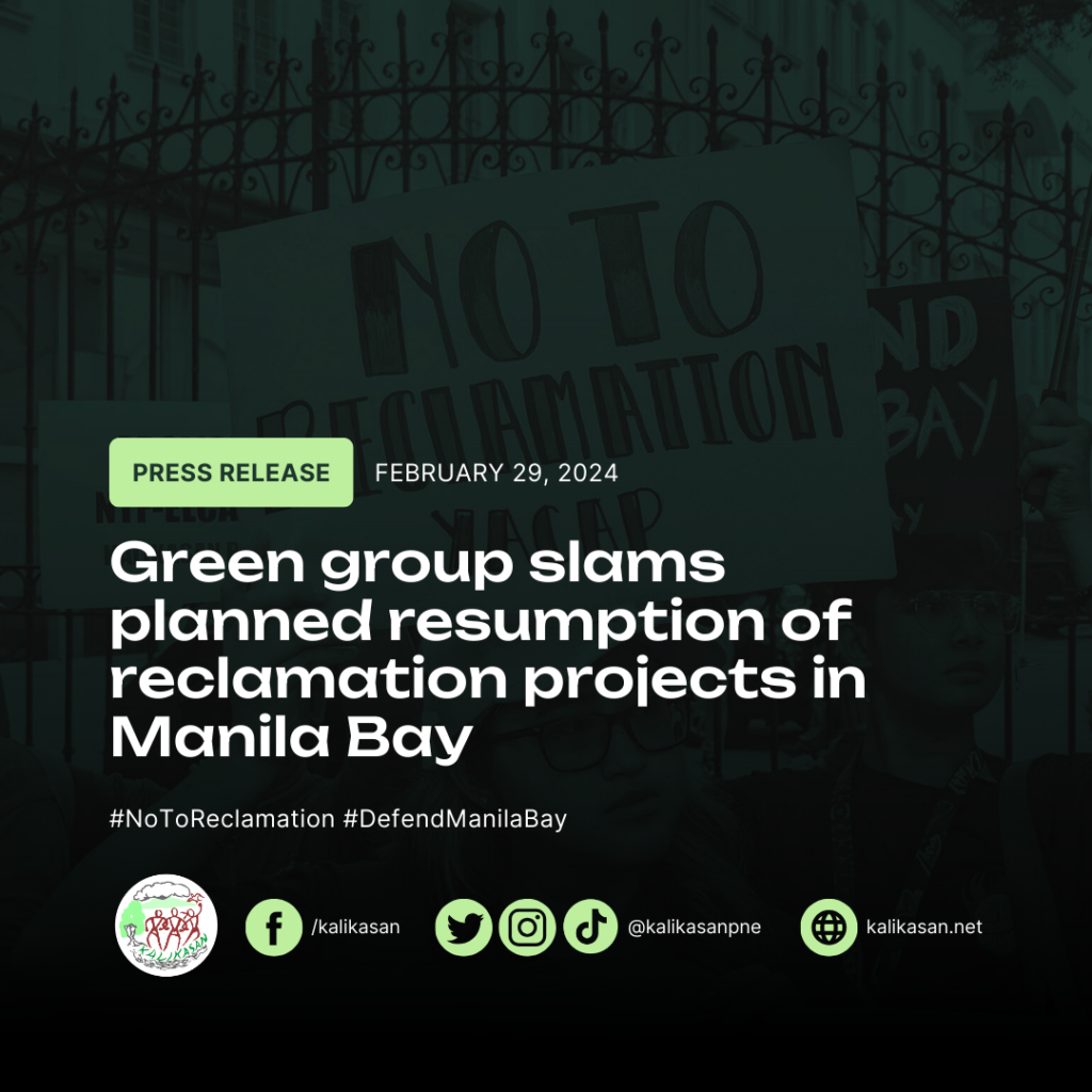 Green group slams planned resumption of reclamation projects in Manila Bay